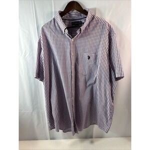 U.S Polo ASSN. 2X  Mens Short Sleeve Button Down Shirt Red/white/blue Plaid